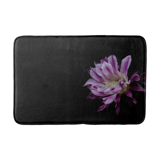 Royal Purple and White bloom Bath Mat (Front)