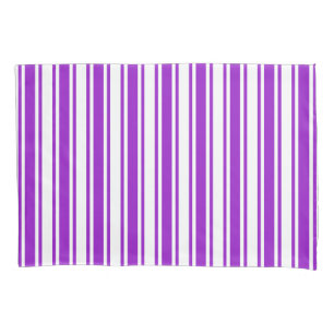 Royal purple and white candy stripes pillowcase
