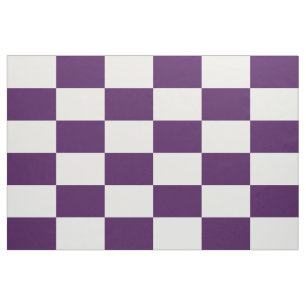 Royal Purple and White Chequered Rectangles Fabric