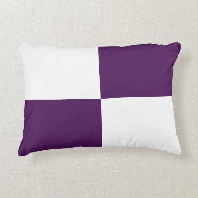 Royal Purple and White Rectangles Accent Pillow (Front)