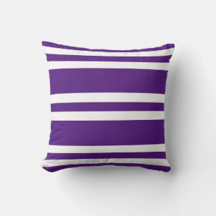 Royal Purple and White Stripe Throw Pillow