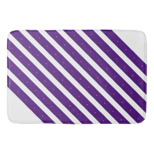Royal Purple and white stripes Bath Mat