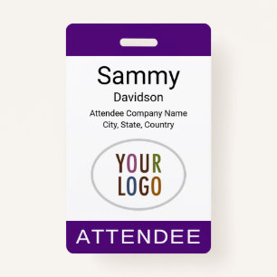 Royal Purple Attendee Badge Logo Clip Lanyard Reel