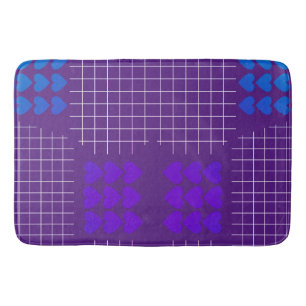 Royal Purple Blue Grid Hears Bath Mat