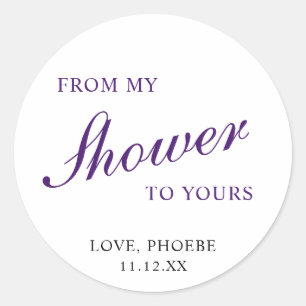 Royal Purple Classic Elegant Bridal Shower Round Sticker