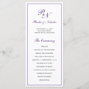 Royal Purple Classic Elegant Wedding Program