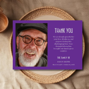 Royal Purple Classic Personalized Photo Funeral  Thank You Card
