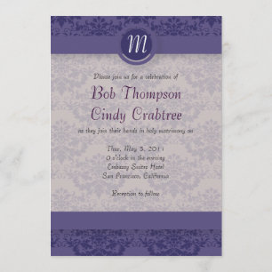 Royal Purple Damask Wedding Invitation