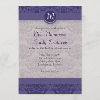 Royal Purple Damask Wedding Invitation