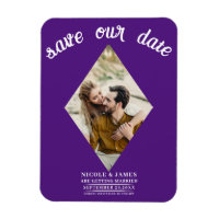 Royal Purple Diamond Photo Wedding Save the Date