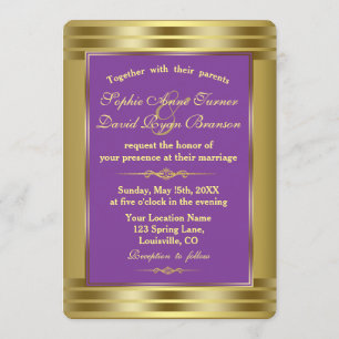 Royal Purple et Gold Faire-part de mariage