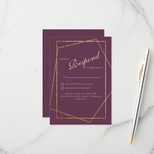 Royal Purple Ethnic Elegant Wedding RSVP (Front/Back In Situ)