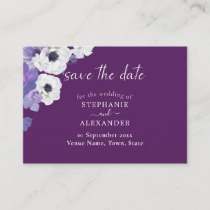 Royal Purple Floral Save the Date Enclosure Card