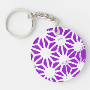 Royal purple geometric pattern keychain