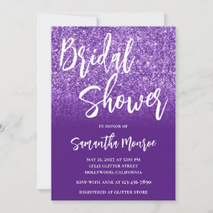 Royal Purple Glitter Gradient Bridal Shower Invitation
