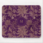 royal purple gold damask monogram mouse pad<br><div class="desc">Our "royal gold damask" collection features royal faux gold foil damask pattern on purple backgrounds. This vintage collection is suitable for any occasion and time of year. It is sure to be an eye stopper so don't hesitate to contact us if you have any special requests for colour combinations or...</div>