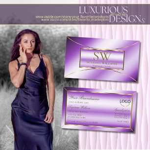 Royal Purple Gold Decor with Monogram and Logo Business Card