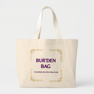 ROYAL PURPLE GOLD NATURAL COTTON WOMEN'S BUR'DEN LARGE TOTE BAG