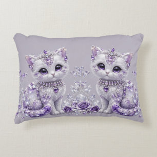 Royal Purple Jewelled Kitten Fantasy Accent Pillow