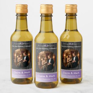 Royal Purple Joint Birthday Pearls Silk Photo Wine Label