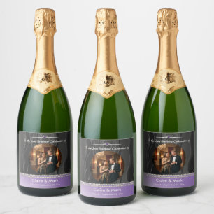 Royal Purple Joint Birthday Photo Champagne Sparkling Wine Label