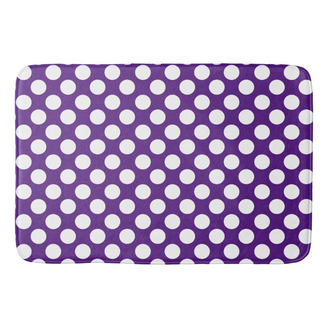 Royal Purple : Large white Polka Dot Pattern Bath Mat (Front)