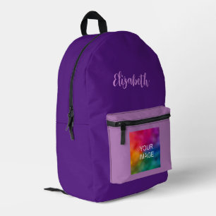 Royal Purple & Lavender Template Script Name Text Printed Backpack