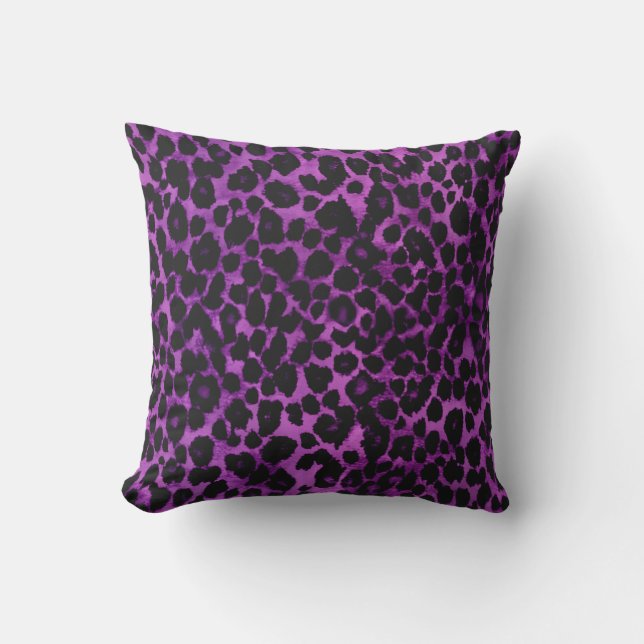 Royal Purple Leopard Print Outdoor Pillow (Front)
