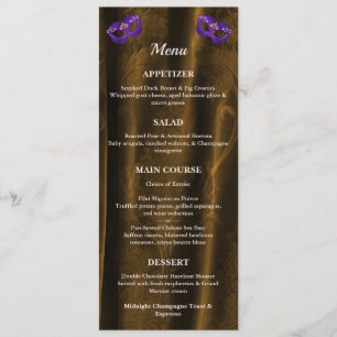 Royal Purple Masquerade Bronze Gold Damask Ball Menu