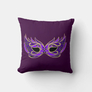 Royal Purple Masquerade mask Throw Pillow