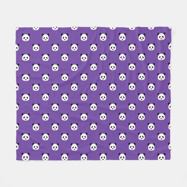 Royal Purple - Minimalist Panda Pattern Fleece Blanket (Front (Horizontal))