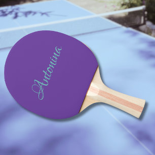 Royal Purple Modern Name   Trendy Minimalist  Ping Pong Paddle