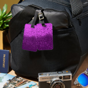 Royal Purple Monochromatic Splatter Luggage Tag