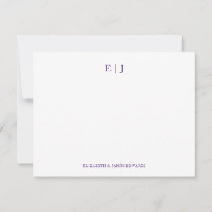 Royal Purple Monogram Couple Initials Personalized Card