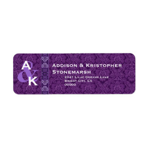 Royal Purple Monogram Damask Wedding W002