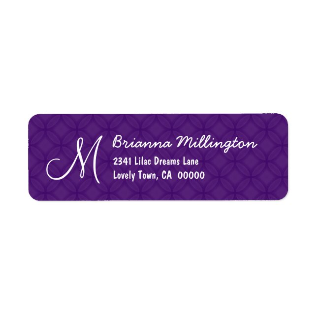 Royal Purple Monogram M Address Label A004 (Front)