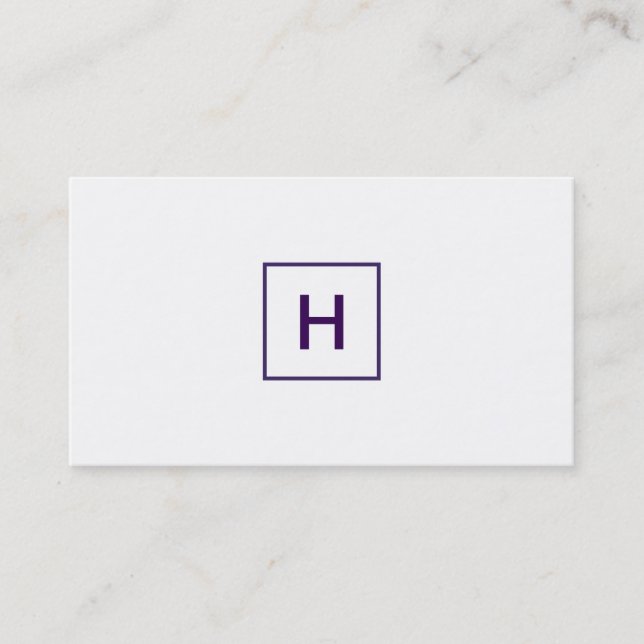 Royal Purple Monogram Square Business Card (Front)
