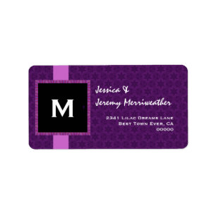 Royal Purple Monogram Square Frame and Ribbon M321 Label
