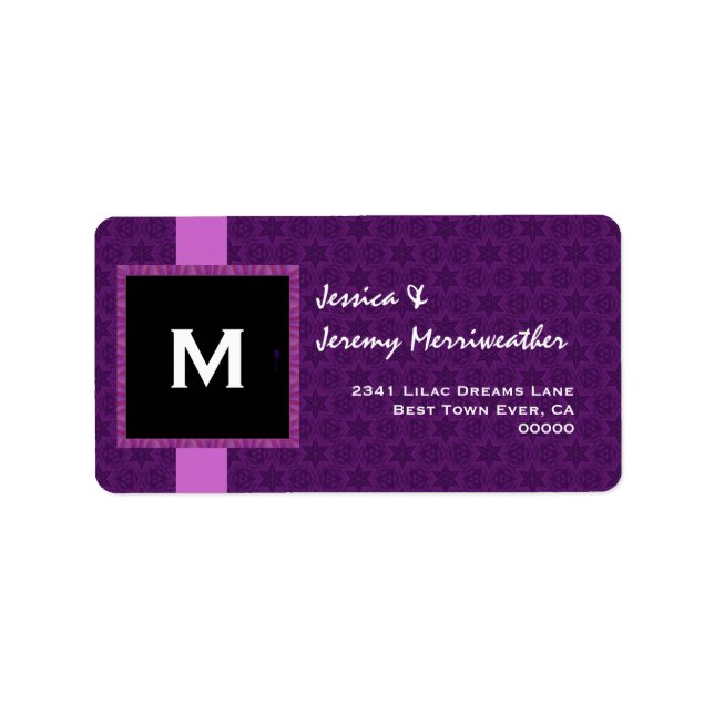 Royal Purple Monogram Square Frame and Ribbon M321 Label (Front)