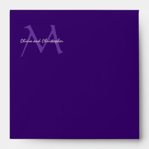 Royal Purple Monogram Wedding Invitation Envelope