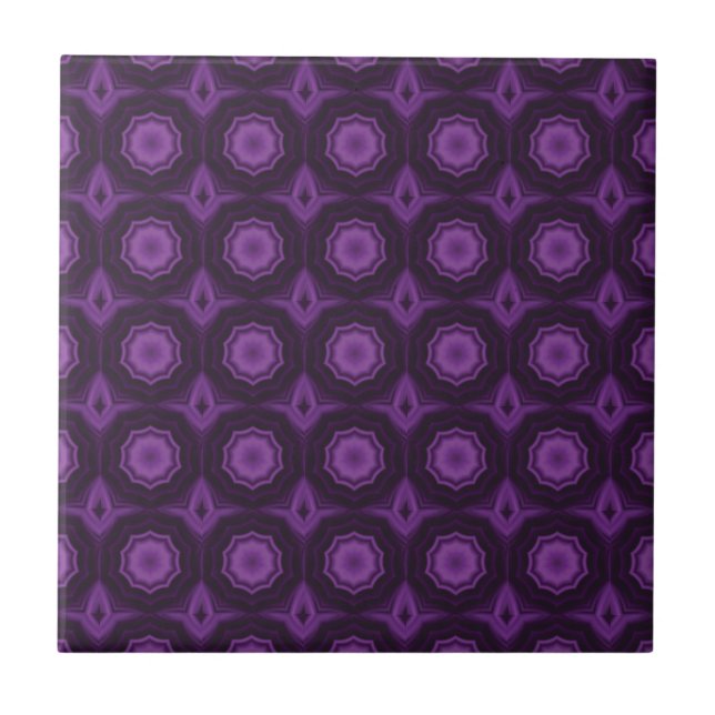 Royal purple pattern geometric design  tile (Front)