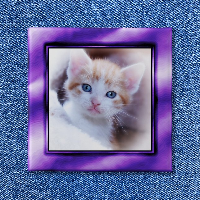 Royal Purple Photo Frame Button (Royal Purple and White Ombre Photo Frame Pinback Button)