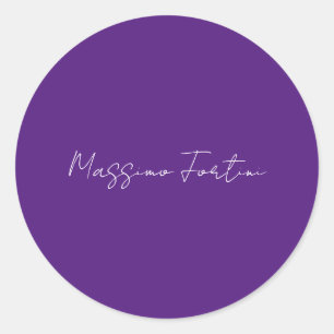 Royal Purple Plain Elegant Minimalist Calligraphy Classic Round Sticker