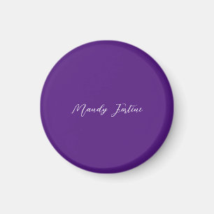 Royal Purple Plain Elegant Minimalist Calligraphy Magnet