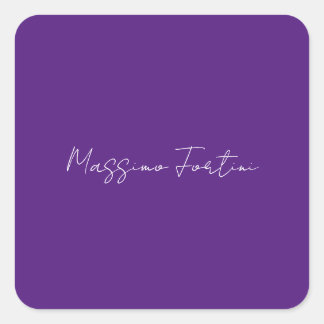 Royal Purple Plain Elegant Minimalist Calligraphy Square Sticker