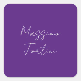 Royal Purple Plain Elegant Minimalist Calligraphy Square Sticker