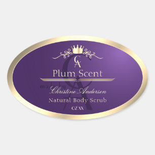 Royal Purple Product Label Gold Frame and Monogram