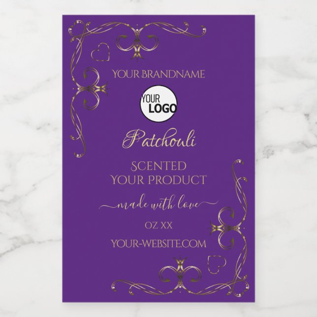 Royal Purple Product Labels Ornate Corner Add Logo (Single Label)