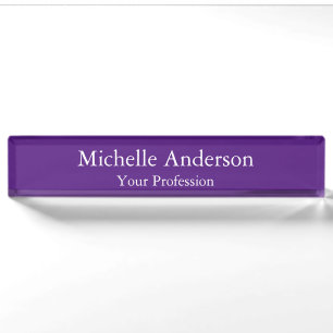 Royal Purple Professional Manager Modern Plain Nameplate