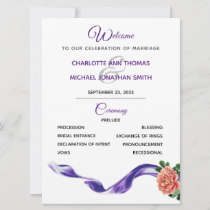 Royal Purple Ribbon Wedding Program